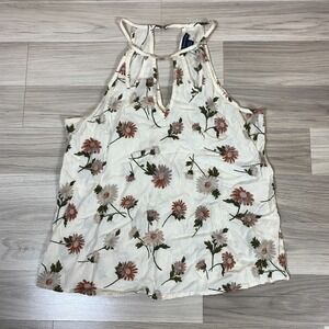 American Eagle Outfitters Top Women‎ Daisy Print Cut Outs Halter Tank Y2K
